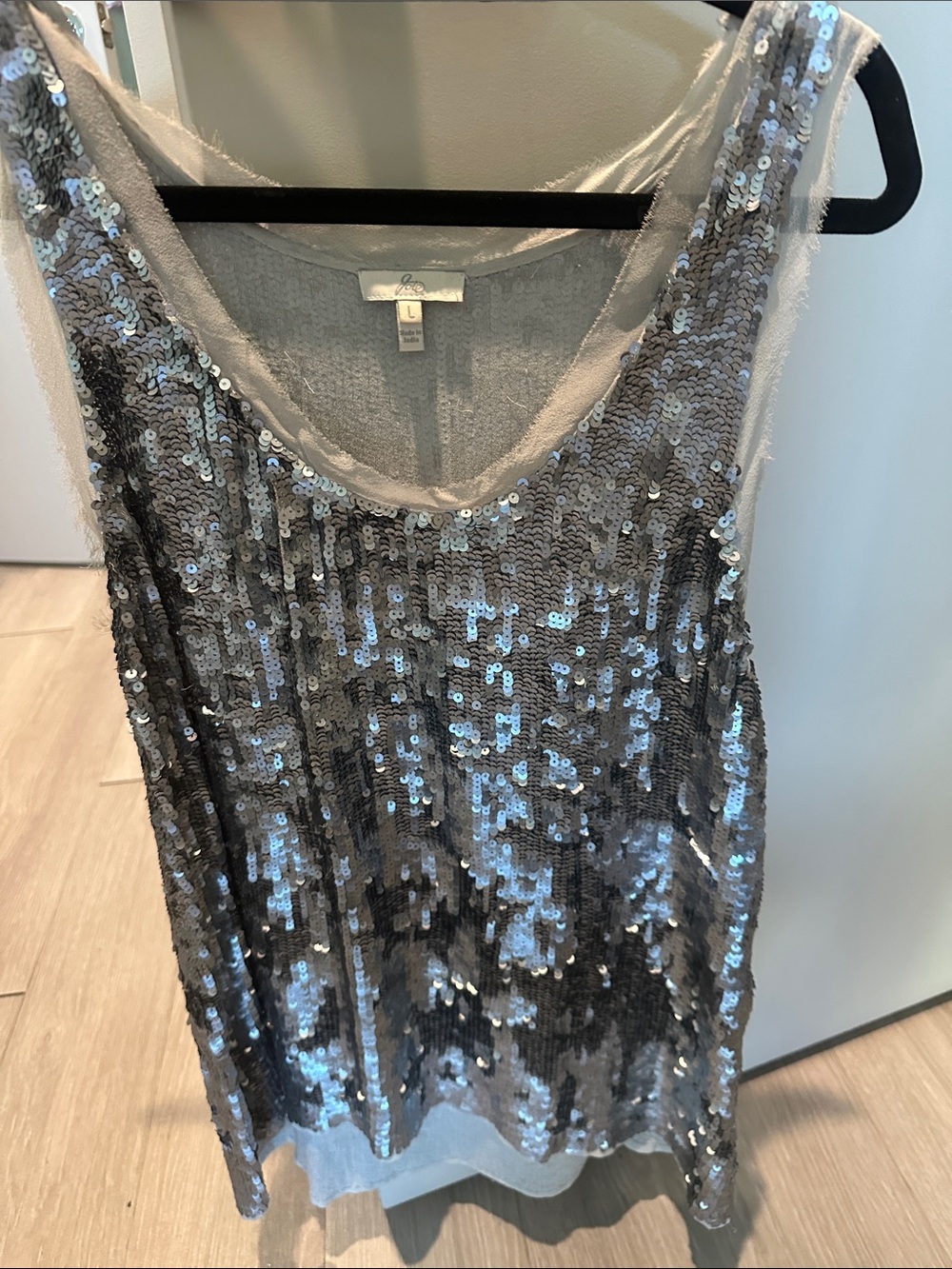 Joie Silver Sequin Top